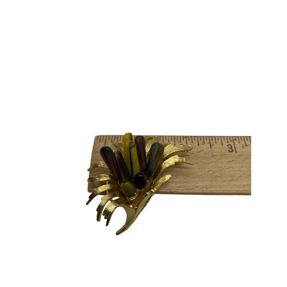 Signed Coro Vintage‎ Brooch Pin browns & Goldtone  Granny Core - Picture 6 of 6